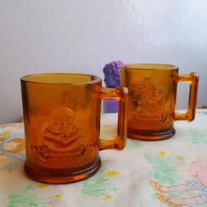Vtg Set of 2 Amber Glass Humpty Dumpty Tom Tom